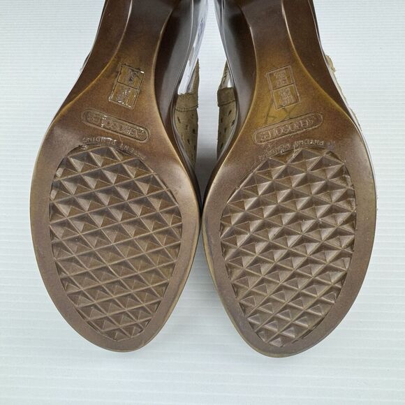 Aerosoles Women’s 8.5 Brown Suede Peep Toe Slingback Heels Cutout Sandals - Picture 10 of 12